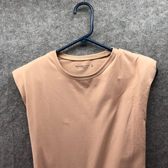 Abercrombie & Fitch Sleeveless Bodysuit Womens M Soft AF Tan Crewneck Padded - Picture 3 of 8
